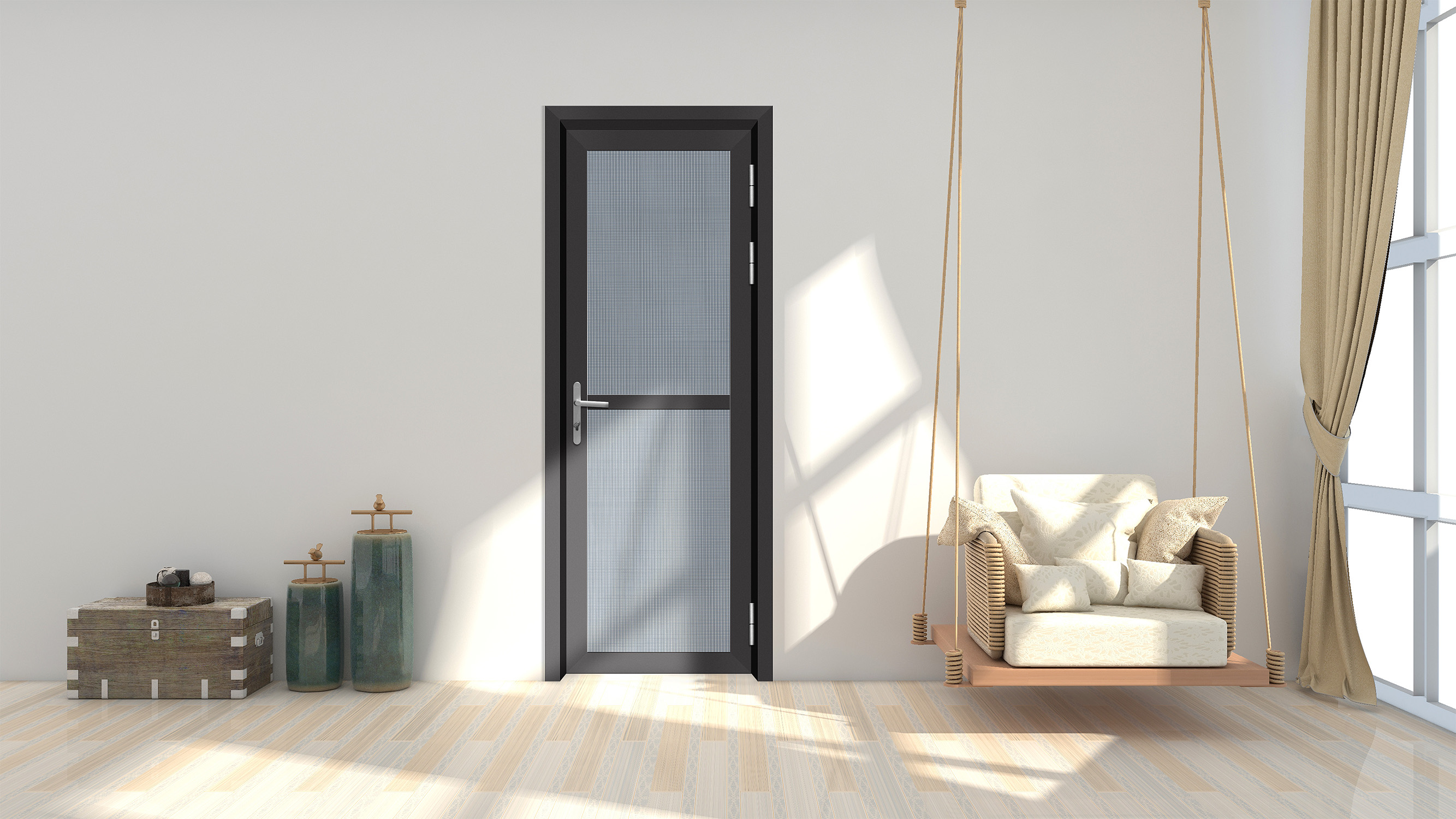 Glass Casement Door With Aluminum Frame