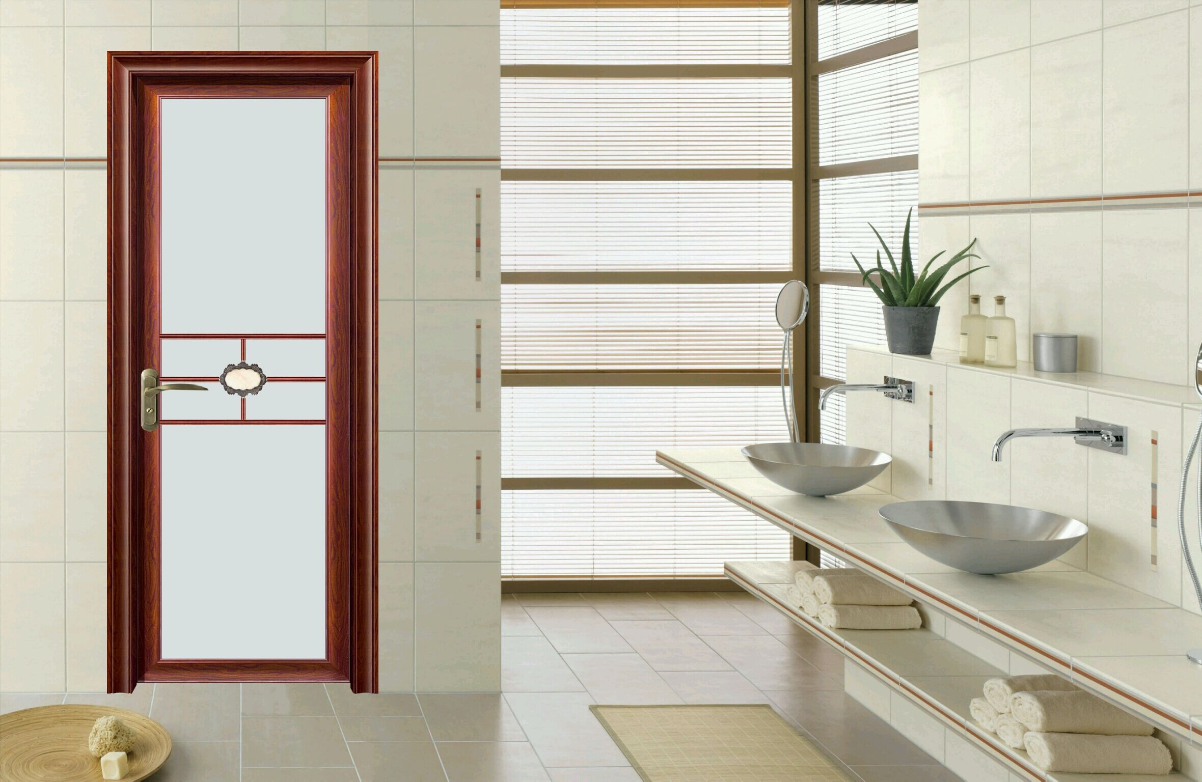 Glass Casement Door With Aluminum Frame